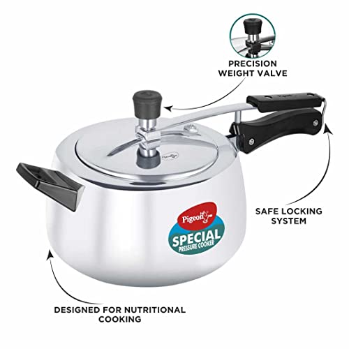 Pigeon by Stove Kraft Aluminium Pressure Cooker 5 Litre Inner Lid