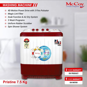 Mccoy Semi Automatic Washing Machine 7.5 Pristine