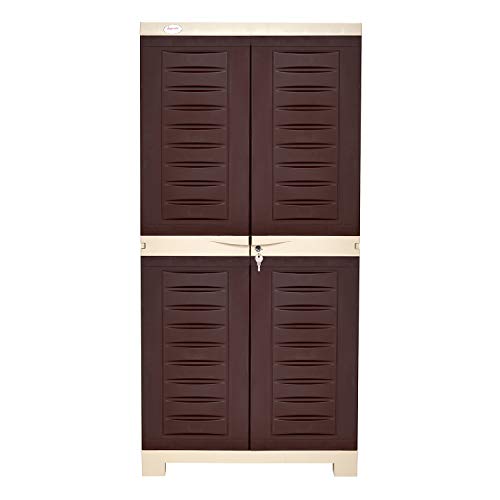 Supreme Fusion Multi Purpose Plastic Cupboard for Home (Medium Size, Globus Brown & Dark Beige) - RAJA DIGITAL PLANET