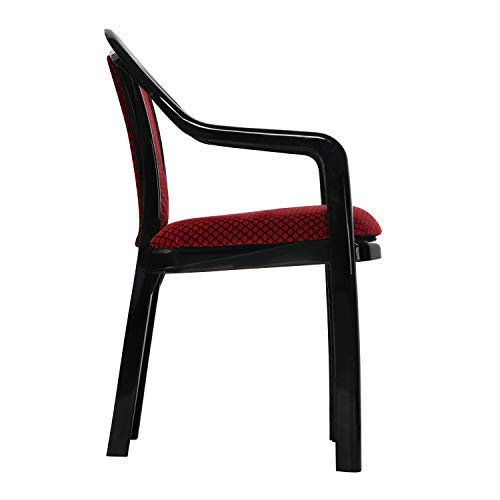 Supreme Ornate Plastic Cushion Chairs (Black and Red, Set of 1) - RAJA DIGITAL PLANET