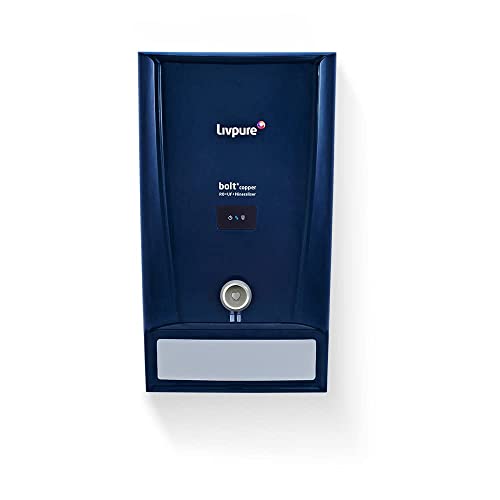 Livpure Bolt+ Copper with 80% Water Savings (HR Tech), Copper+RO+UF+Mineraliser+Smart TDS Adjuster, 7 L tank, 15 lph Water Purifier for home (Blue)