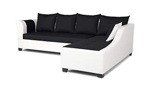 Lifestyle Furniture Keerthy L Shape Leatherette Fabric 5 Seater Sofa (Black & White) - RAJA DIGITAL PLANET