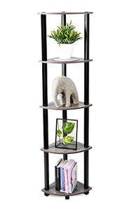 Lifestyle Furniture Set of 5 Tier Corner Shelf, Industrial Wall Corner Bookshelf with Metal Frame, Corner Storage Rack Shelves Display Plant Flower, Stand Bookcase for Home, Office, Kitchen (4.9x2x1 Feet)