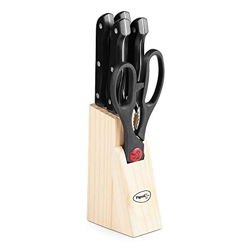 Pigeon by Stove Kraft Shears Kitchen Knifes 6 Piece Set with Wooden Block - RAJA DIGITAL PLANET