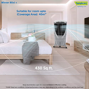 Symphony Winter 80XL+ Desert Air Cooler for Home with 4-Side Honeycomb Pads, Powerful +Air Fan, i-Pure Technology and Whisper-Quiet Performance (80L, Grey)