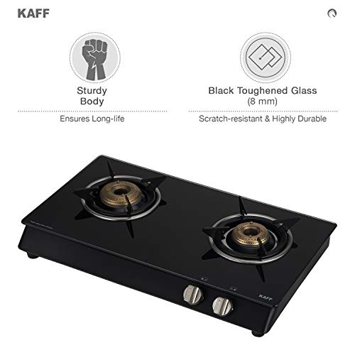 Kaff - KC 60 2B AI SB Cast Iron Auto Ignition 2 Burner cooktop, Black