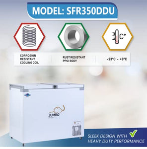 Rockwell SFR350DDU Double Door Convertible Deep Freezer-346 Ltr (4 yrs Compressor Warranty, Low power Consumption)