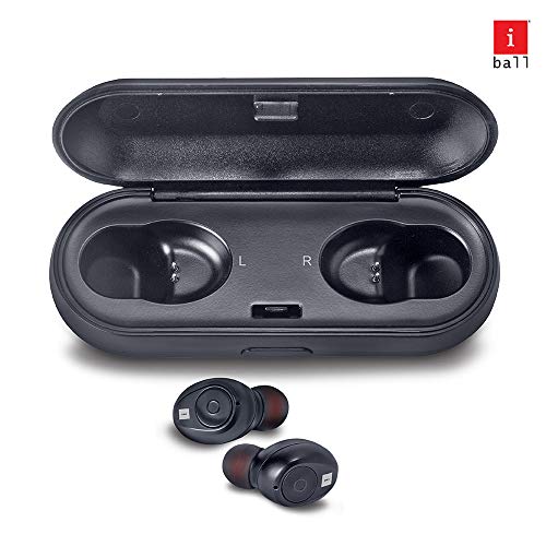 iBall EarWear TW10 in-Ear Bluetooth Wireless Headphones with Protective Charging Case, Black - RAJA DIGITAL PLANET