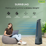 Symphony Surround High Speed Bladeless Technology Tower Fan for Home With Swivel Action, Dust Filter, and Low Power Consumption (White/Grey)