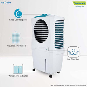 Symphony Ice Cube 27 Personal Air Cooler For Home with Powerful Fan, 3-Side Honeycomb Pads, i-Pure Technology and Low Power Consumption (27L, White) - RAJA DIGITAL PLANET