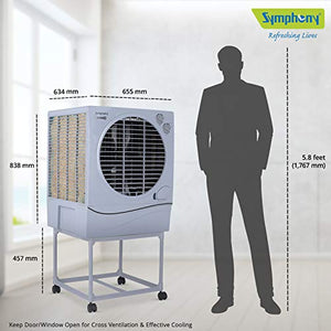 Symphony JUMBO 70L Desert Air Cooler 70-litres, with Trolley, Powerful Fan, 3-Side Cooling Pads, Whisper-quiet Performance (Grey) - RAJA DIGITAL PLANET