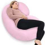 Mellifluous Ultra Soft Velvet Fibre C Shaped Pregnancy Pillow/Support Body Pillow for Pregnant Women with Zippered Cover (Pink) - RAJA DIGITAL PLANET