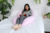 Mellifluous Ultra Soft Velvet Fibre C Shaped Pregnancy Pillow/Support Body Pillow for Pregnant Women with Zippered Cover (Pink) - RAJA DIGITAL PLANET