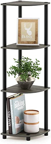 Lifestyle Furniture Set of 4 Tier Corner Shelf, Industrial Wall Corner Bookshelf with Metal Frame, Corner Storage Rack Shelves Display Plant Flower, Stand Bookcase for Home, Office, Kitchen (3.7X2X1 Feet)