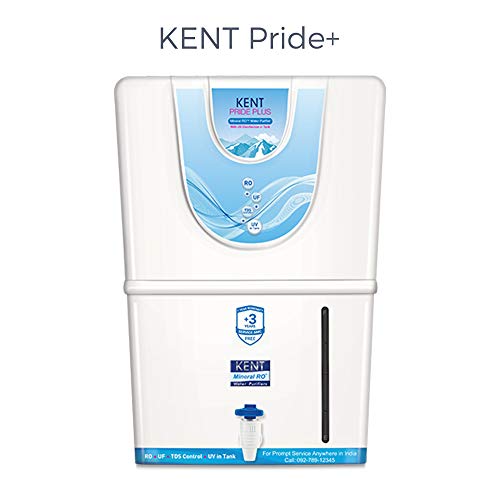 Kent Pride Plus 11067, 8 Ltr RO+ UF+ TDS Cont.+ UV, Water Purifier (White) - RAJA DIGITAL PLANET