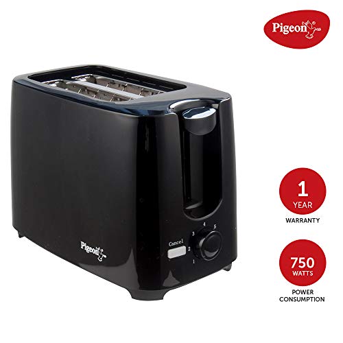 Pigeon 2 Slice Auto Pop up Toaster. A Smart Bread Toaster for Your Home (750 Watt) (Black) - RAJA DIGITAL PLANET