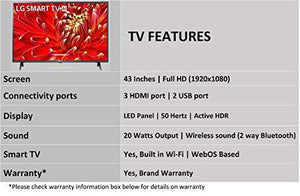 LG LED 108 cm (43 inches) HD Smart Android LED TV 43LJ554T (Black) - RAJA DIGITAL PLANET