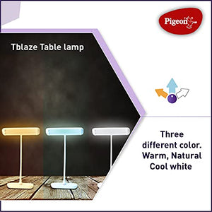 Pigeon Tblaze Rechargable LED Reading Lamps with Flicker Free USB Charging Touch Table lamp-3 Stage dimming, White, Medium (14717) - RAJA DIGITAL PLANET