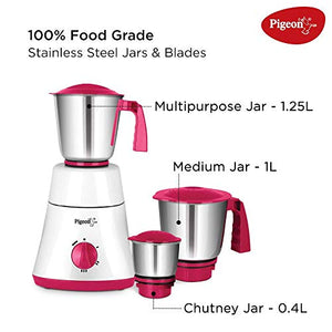 Pigeon by Stovekraft Classic Pro 550 Watts Mixer Grinder with 3 Stainless Steel Jars for Dry Grinding, Wet Grinding and Making Chutney - RAJA DIGITAL PLANET