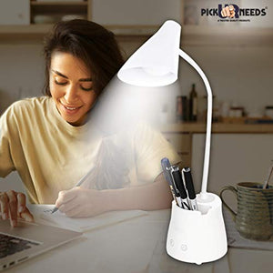 Pick Ur Needs® Chargeable LED Touch On/Off Study Table Lamp Children Eye Protection Student Study Reading Dimmer Rechargeable Led Table Lamps USB Charging(Color White) (5 in One) (New 5 in 1) - RAJA DIGITAL PLANET