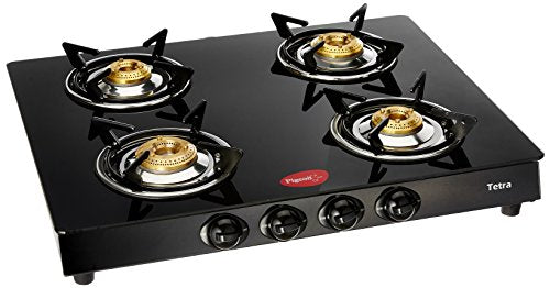 Pigeon by Stovekraft Tetra Glass 4 Burner Gas Stove, Black - RAJA DIGITAL PLANET