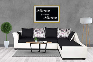 Lifestyle Furniture Keerthy L Shape Leatherette Fabric 5 Seater Sofa (Black & White) - RAJA DIGITAL PLANET