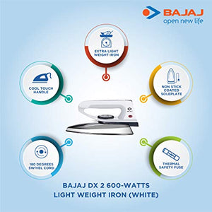 Bajaj DX 2 600-Watt Light Weight Dry Iron (Grey) - RAJA DIGITAL PLANET