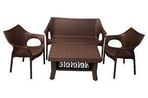Supreme Plastic 4 Seater Table Chair Set (Love Seat, 2 Cambridge Chair, Vegas Table) - RAJA DIGITAL PLANET