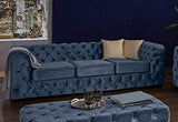 Interio Elias Hardwood 3 Seater Velvet Sofa Set (Navy Blue) - RAJA DIGITAL PLANET