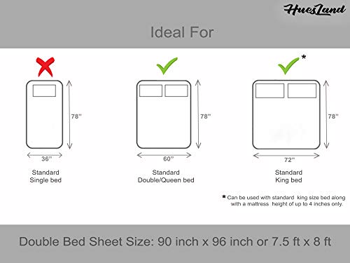 Huesland by Ahmedabad Cotton 144 TC Cotton Bedsheet for Double Bed with 2 Pillow Covers - White