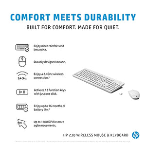 HP 230 Wireless White Keyboard and Mouse Combo 1600 DPI (3L1F0AA)