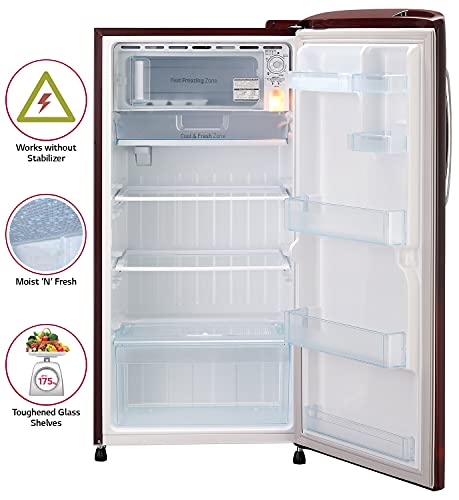 LG 215L 5 Star Inverter Direct-Cool Single Door Refrigerator (GL-B221ASCZ, Scarlet Charm, Fastest Ice Making) - RAJA DIGITAL PLANET