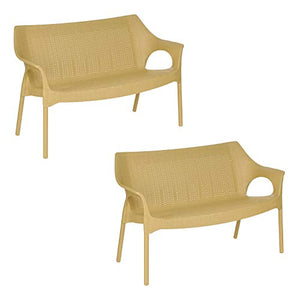 Supreme Loveseat Plastic 2 Seater Sofa (Set of 2, Cane) - RAJA DIGITAL PLANET