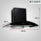 Faber 90 cm 1500 m³/hr Auto-Clean curved glass Kitchen Chimney (HOOD PRIMUS PLUS ENERGY HC SC BK 90, Baffle Filter, Touch Control, Black)