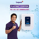 Livpure Platino+ Copper with 87% Water Savings (HR Tech) and Touch Display, Copper+RO+UV+UF+Smart TDS Adjuster+Mineraliser, 8 Stage Advanced Purification- 8.5L tank, Water Purifier for home, (White)