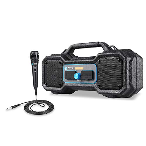 Zoook Rocker Thunder Bird 24Watt Rugged Waterproof Boombox Bluetooth Party Speaker with a Microphone for Karaoke (Black) - RAJA DIGITAL PLANET