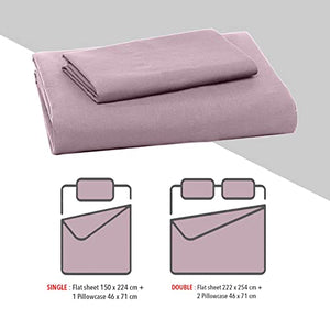 bien LIVING Luxury Flat Bedsheet Double Size, Soft & Smooth, 100% Cotton 200 TC, Anti-Bacterial N9 Pure Silver Finish, (7 Ft x 8 Ft), (87 Inch x 100 Inch) & Pillow Covers (Set of 2), (17 x 27 Inch), (Mid Lilac)