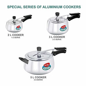 Pigeon by Stove Kraft Aluminium Pressure Cooker 5 Litre Inner Lid with Induction Base, silver, Medium (14541)