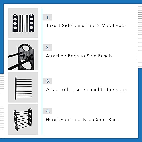 TNT Multipurpose Foldable Shoe Rack Cabinet Organiser 4 Shelves, Black (Iron and Plastic) - RAJA DIGITAL PLANET