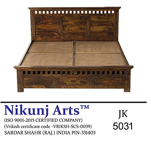 Solid Wood Queen Size Kuber Bed with Storage Box for Bed Room (Sheesham Wood, Honey Brown Finish) Specially Designed Quality Certified Furniture For Home Living Room Bedroom Guest Room And Corporate Office Collection - RAJA DIGITAL PLANET