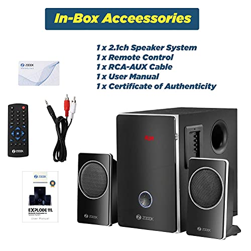 Zoook Explode 111 BT Bluetooth Multimedia 2.1 Speaker System 45W with Powerful Subwoofer and USB, AUX, BT, FM with Remote Control - Home Theatre Party Speaker, Black - RAJA DIGITAL PLANET