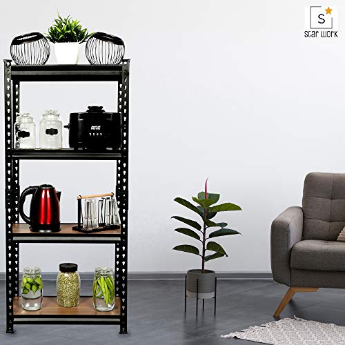 Lifestyle Furniture - Adjustable Shelves Bolt-Less (Laminate MDF Sheet) Storage Shelving Display Plant Flower, Stand Bookshelf for Home, Office, Kitchen [ 4'6" x 2" x 1" ] (4 Shelves)