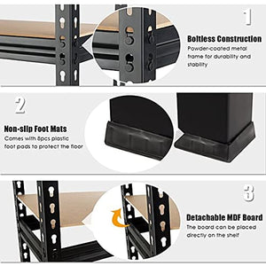 Lifestyle Furniture Black Adjustable Set Of 5-Shelf Metal Shelving Unit Storage Utility Rack Garage Shelves Display Rack Steel Bootless Rivet Rack,63 Inches Height 1-Pack (63 X 24 X 12 Inch - H X W X D,Black)