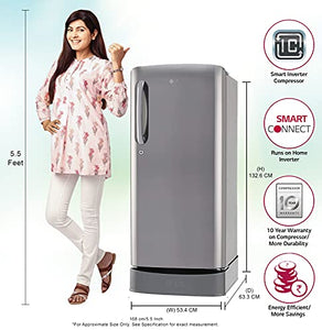 LG 190 L 4 Star Inverter Direct Cool Single Door Refrigerator (GL-D201APZY, Shiny Steel, Base Stand with Drawer) - RAJA DIGITAL PLANET