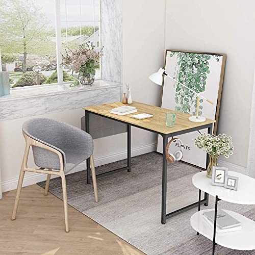 Lifestyle Furniture - Computer Desk Study Writing Table with 2 Hooks for Home Office, Modern Simple Style PC Desk, Black Metal Frame Laptop Table with Storage Bag (30"(H) X40(W) X19(D) in)