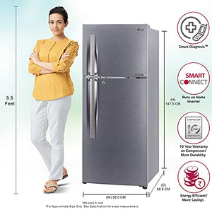 LG 260 L 2 Star Smart Inverter Frost-Free Double Door Refrigerator (GL-S292RDSY, Dazzle Steel, Convertible) - RAJA DIGITAL PLANET