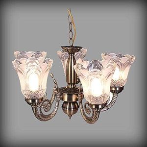 Weldecor® Antique 5 Lamp Designer Chandelier Ceiling Light Made of Alloy | Designer Jhoomer for Living Room (Brass) - RAJA DIGITAL PLANET