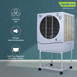 Symphony JUMBO 70L Desert Air Cooler 70-litres, with Trolley, Powerful Fan, 3-Side Cooling Pads, Whisper-quiet Performance (Grey) - RAJA DIGITAL PLANET