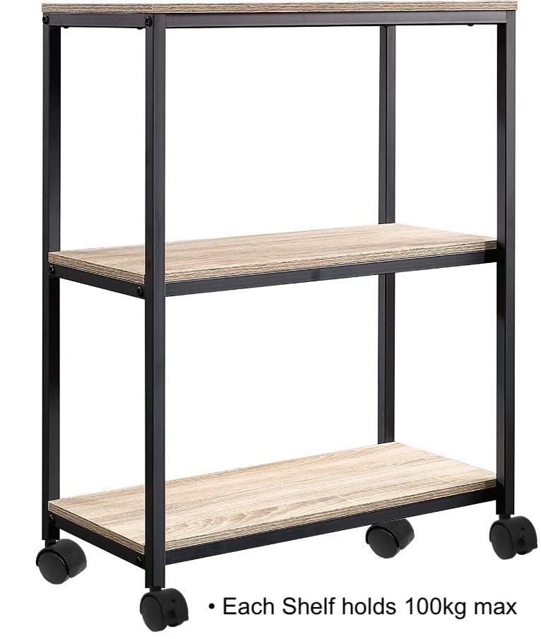 Lifestyle Furniture 3-Shelves Heavy Duty Rack with Wheels Casters for Garage Closet Kitchen Pantry Warehouse Basement Living Room | 24 x 13.5 x 36 inches (LxWxH)|