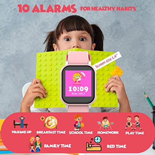 Zoook Dash Junior Smart Watch for Kids - 8Games, 10Alarms, 6sports Modes, 100+Watch Faces, Step Counter, Water Reminder, IP 68 Water-Proof, Heart Rate, Child Lock, Sleep Monitor, 7days Battery(Pink)